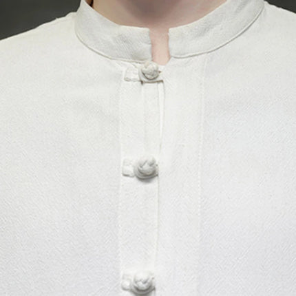 Men Long Sleeve Casual Shirt New Arrival 2026 Spring Chinese Style Vintage Mandarin Collar Loose Male KungFu Tops Shirts N056