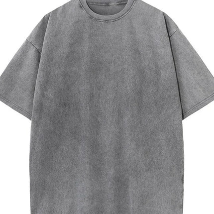 Summer men's washed T-shirt 230G pure cotton retro faded loose neutral basic short-sleeved loose fitness top
