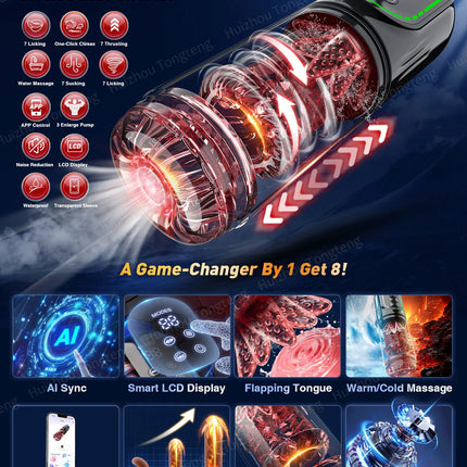 Automatic Thrusting Rotating Male Masturbator Licking Stroker Sucking Blowjob 100% Waterproof Pennis Pump Adult Sex Toys For Men