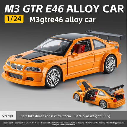 1:24 M3 GTR E46 Alloy Diecast Racing Car Model,Toy for Kids Play, Adult Collectible Ornament, Ideal Birthday Gift