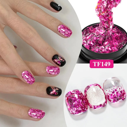 8ml Glitter Sequins Gel Nail Polish Nude Pink Silver Laser Glitter Semi Permanent Soak Off UV Gel Varnish Manicure Nail Supplies