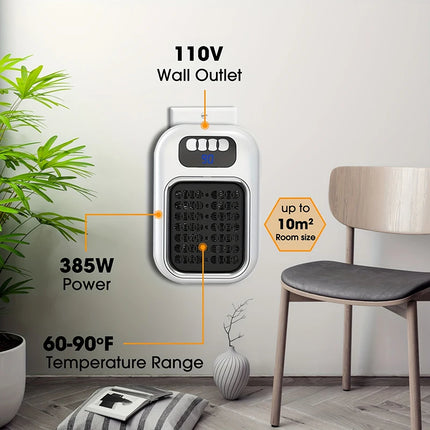 Portable Heater Electric Heater Plug in Wall Room Heater Mini Radiator Remote Warmer Machine Muted for Bedroom Bathroom Office
