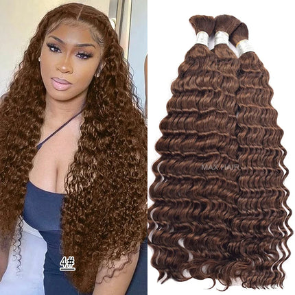 Deep Wave Hair Bulk For Boho Braids 100% Human Hair Extensions No Weft Pure Color Curly 12A Vietnamese Hair 30 inch Bundle