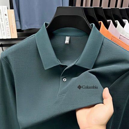 High-end brand Polo shirt, long-sleeved, fashionable, printed, men's top, spring, 100% cotton, skin-friendly, comfortable, casual T-shirt