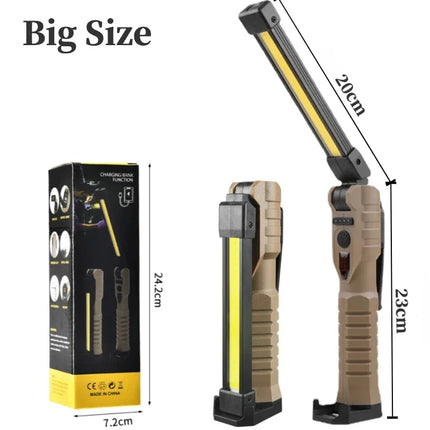 Folding COB Work Light LED Flashlight with Built-in Battery Lamp Torch Emergency Car repair Lamp Red SOS Strobe Camping lantern