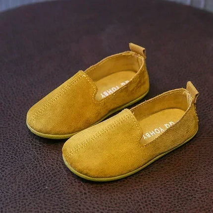Children's Flat Shoes New Candy Color Simple Casual Shoes Loafers Slip-on Flats Lightweight Boys Girls Leather Shoes Moccasins