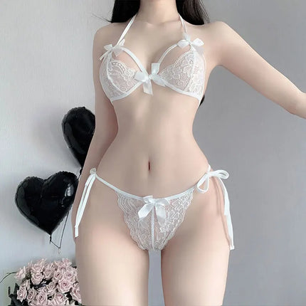Sexy Lingerie Women's Lace Panty Passionate Open Low-rise Thong Female Couple Dating Pearl Flirt Temptation Crotchless Panties