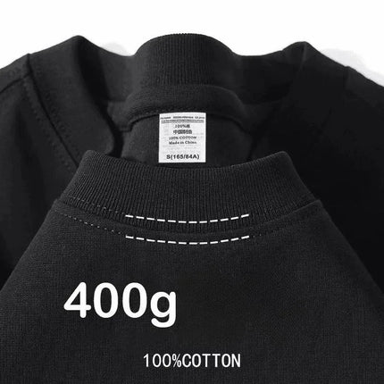 400g Cotton T Shirts Men Short Sleeved Heavyweight Summer Round Neck Loose Breathable Shirt for Men Women Basic Tee