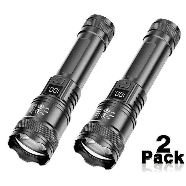 100000LM Super Bright Flashlight Type-C Rechargeable LED Torch Long Range Tactical Lamp for Outdoor Waterproof Camping Lantern