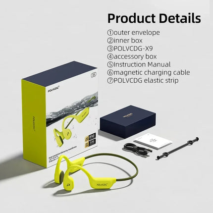 POLVCDG X9 Bone Conduction Swimming Earphones 32G IPX8 Waterproof Open Swimming Running Bicycle Earphones Ear Hanging Earphones