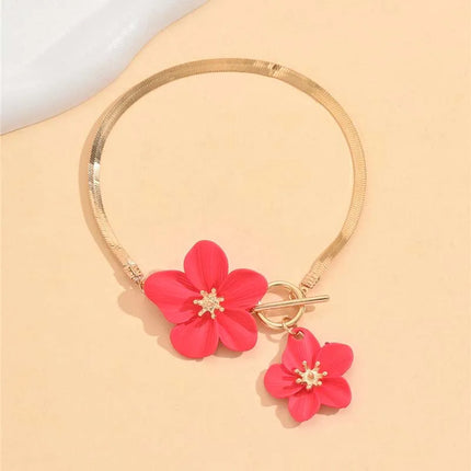 Fashion Cherry Blossom Charm Anklets for Women Summer Beach Accessories Gold Color Chain Anklet Leg Bracelets Wedding Gift