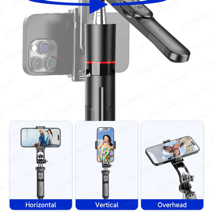 F16 Selfie Stick Tripod with 1708mm Long 8-Section Pole, Bluetooth Remote, 360° Rotation, 1/4 Interface, for Phone Camera Vlog