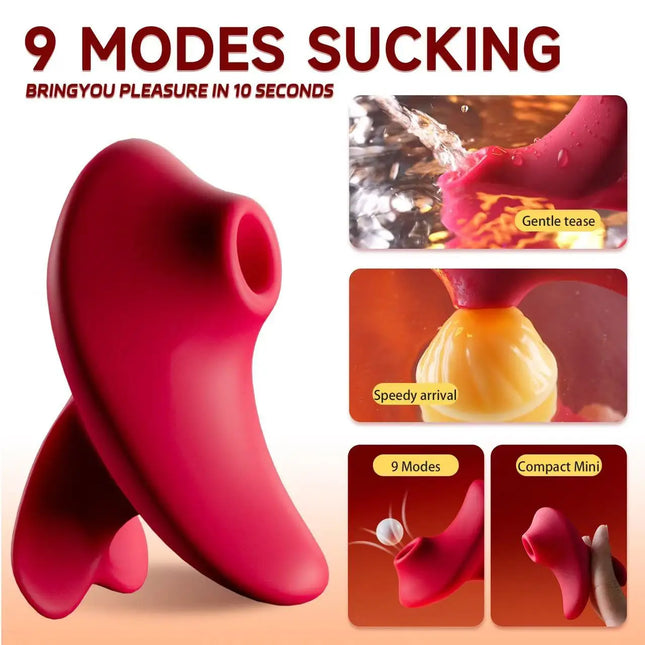 Mini Finger Sucking Clitoral Vibrator 9 Vibration Modes Sucking Vibrator, Nipple Clitoral Massager Vaginal Stimulator