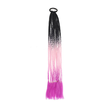 Braided Ponytail Extension Synthetic Colorful Hair Extension For Women 24inch Rainbow Hair Braids Extensions