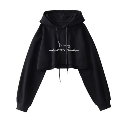 Sexy Short Hooded Sweatshirts Women Fashion Solid Color Long Sleeve Crop Tops Korean Streetwear Pullover Hoodies Female