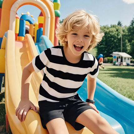 Kids Striped T-shirt Toddler T-shirt Boys Girls Cotton Short Sleeve Tops Children Summer Casual Tee Halloween Carnival Daily Wear