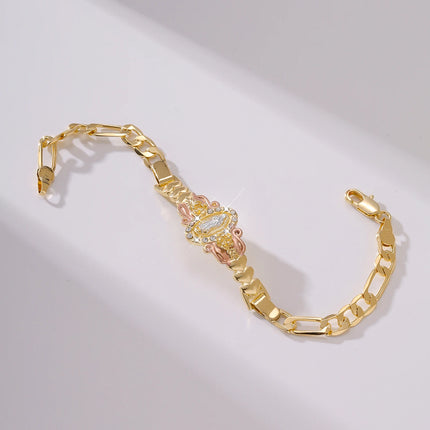 Exquisite Virgin Mary Bracelet 14K Gold Plated Zircon Inlay Catholic Gift Fashion Religious Jewelry Baptism Prayer Bracelets
