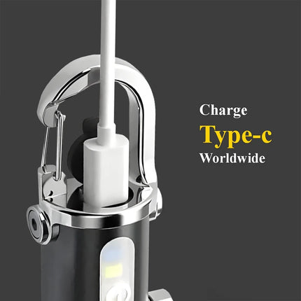 Rechargeable LED Keychain EDC Light Mini Handheld Flashlights Waterproof Work Lantern for Outdoor Camping Fishing Emergency