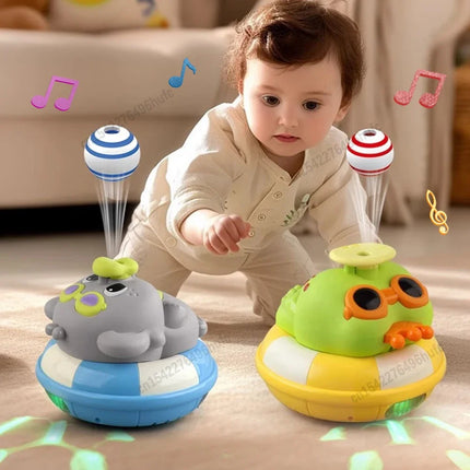 Fun Electric Elephant Sliding Car Suspension Ball Automatic Obstacle Avoidance Music Sound and Light Interactive Children's Toy