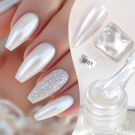 LILYCUTE 7ml Pink Glitter Nail Polish Colorful Bright Shining Pearl Effect Nail Art DIY Decoration No Need of Lamp to Cure