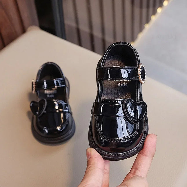 Crystal Girls Flats Shoes Kids Leather Shoes Baby Toddler Anti-Slippery Casual Footwear Child Single Shoes Infant First Walkers