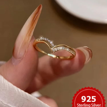 925 Sterling Silver Fashionable Gorgeous V-shaped Zircon Ring For Women Engagement Wedding Luxury High Quality Fine Jewelry