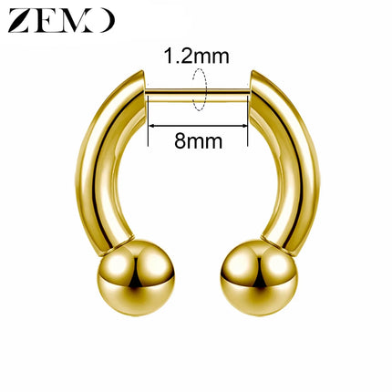 ZEMO 1 Piece 16G Horn Nose Ring Stainless Steel Threadless Septum Ring Spike Ox Horn Ear Helix Nostril Piercing Jewelry 8MM/10MM