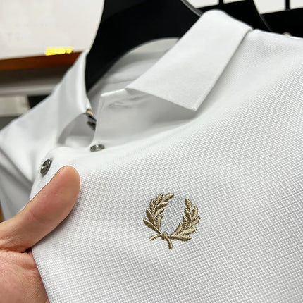 2025 Men's Embroidered Casual Polo Luxury Clothing High-Quality Brand 2024 Cotton Lapel Short Sleeved Summer 100%