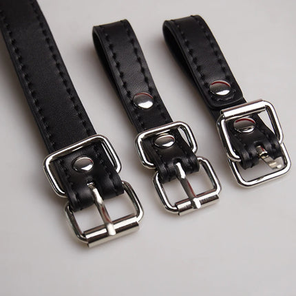 Leather Vibrator Harness Chastity Strap,BDSM Chastity Forced Orgasm Belt,Vibrating Wand Bondage Restraints,Sex Toys for Couples