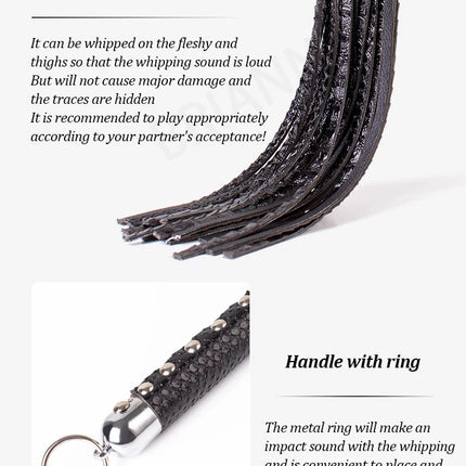 BDSM vintage leather loose whip metal rivet vintage openwork clock S exclusive nameplate slave game leather whip couple SP whip
