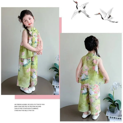 Summer Girl's Suit Cosplay Performance Costumes Ethnic Style Chinese Sets Children's Clothing Kids' Clothes Hanfu Fashion Casual