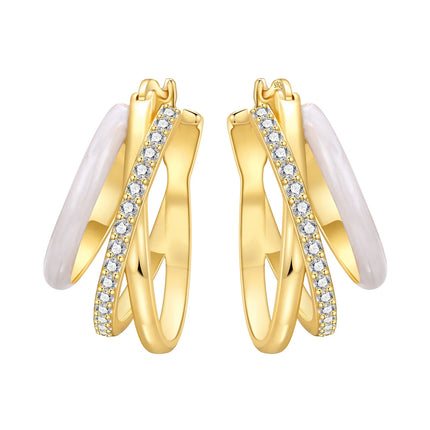 Original 2026 S925 Sterling Silver Zircon 18K Gold Lining Vintage Hoop Earrings for Women Birthday Party Wedding Gift Jewellery