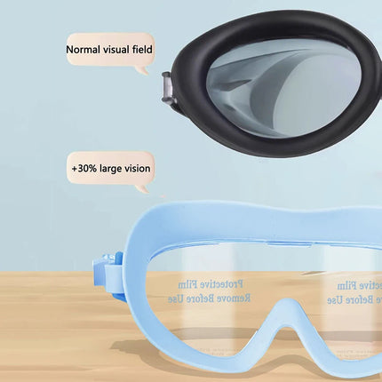 Large Frame Outdoor Swimming Goggles Anti-Fog Wide View Scuba Diving Swimming Glasses with Earplugs for Adult Youth Water Sports