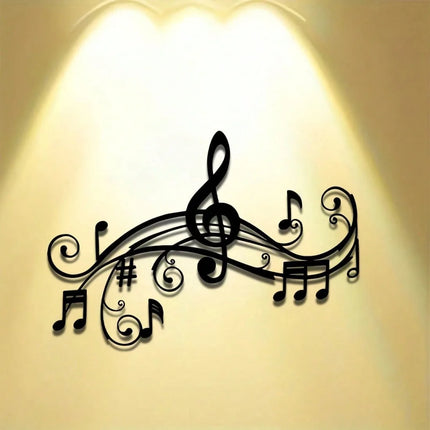 Art Deco Iron Wall Art, Musical Notes Wall Sculpture Indoor Outdoor Decor, 15.74x10.87 Inch Durable Gift