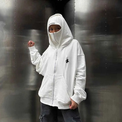 2026 new retro functional style hooded sweatshirt for both men and women, versatile and niche street fashion double hat jacket