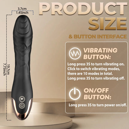 G Spot Vibrator Sex Toys Clitoris Vibrator Anal Stimulator Dildo with 10 Powerful Vibrating Modes Soft Silicone Adult Sex Toy