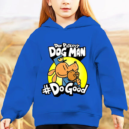 Spring Dog Man Hoodie Kids Clothes Girls Boys Cartoon Hooded Sweatshirts Autumn Long Sleeve Outerwear DOGMAN Children Clothing
