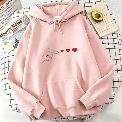 Harajuku Hand with Love Print Hoodies Spring Autumn Winter Casual Hoodies Sweatshirts Men Women Long Sleeve Clothes