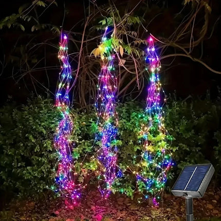 Solar Powered LED Branch Lights With Copper Waterproof Waterfall Light For Garden Party Outdoor Christmas Tree Decoration