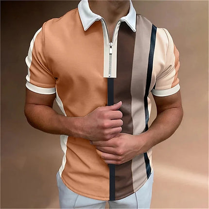 Men's Tops Polo Golf Men's King Print T Shirt High Quality Turndown Short Sleeve Zipper Pullover Original Golf Wear Men Clothing