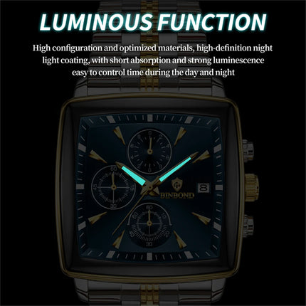 BINBOND Men's Watch Top Brand Luxury Sports Quartz Men's Watches Full Steel Waterproof Chronograph Wristwatch Men Relogio Masculino