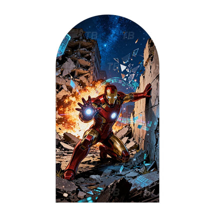Children's birthday party superhero Iron Man theme gift arch photography background props customizable wall posterstretch fabric