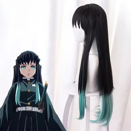 Anime Coser Heat Resistant Fiber High Quality Wig Party Demon Slayer Tokitou Muichirou Cosplay Wig Synthetic Long Straight Wig