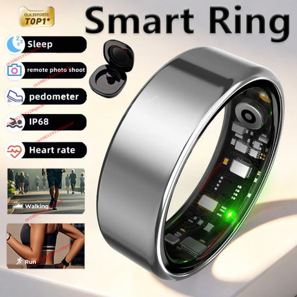 2026 New Smart Ring Men Women, Blood Pressure Heart Rate Monitoring Smartring IP68 & 5ATM Waterproof, Multi-sport Mode Ring Man