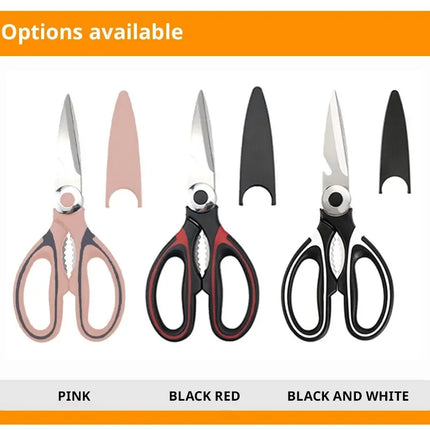 Kitchen Food Scissors Stainless Steel With Lid Chicken Fish Cut Vegetables Roast Broiler Bone Can Be Opened To Clip Walnuts Tool