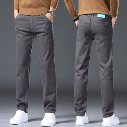 Classic Style 3 Colors Autumn Men's Slim Brown Jeans High Quality Business Casual High Stretch Denim Pants Male Brand Trousers