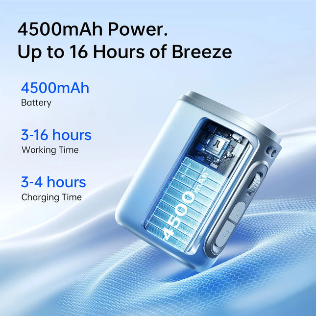 JISULIFE Portable Neck Fan 4500mAh Battery with 100 Wind Speed Wearable Waist Fan with LED Display Ultra-Lightweight Fashion Fan