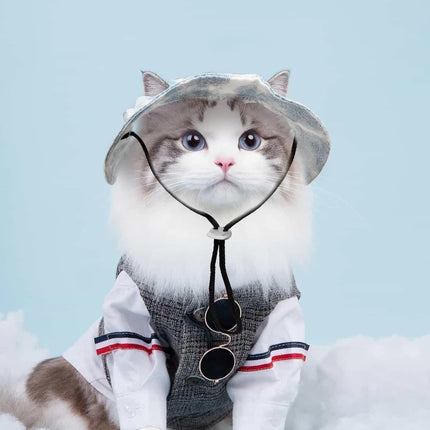 Pet Dog Cat Cap Summer Sunhat Cotton Fisherman Hat Breathable Adjustable Puppy and Cat Hat for Outdoor Travel Accessories