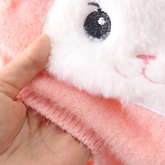Playful and cute Cartoon Rabbit Pattern Kids Girls Sweaters Floral Pullover Cotton Sweatshirt Autumn Winter Bunny Outfit IY1125