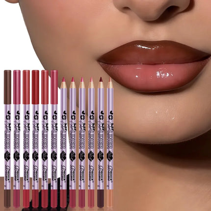 12 pcs Long-Lasting Lipstick Set with Professional Lip Liner Pencil and Matte Lip Gloss for Women Valentine's Day Gifts